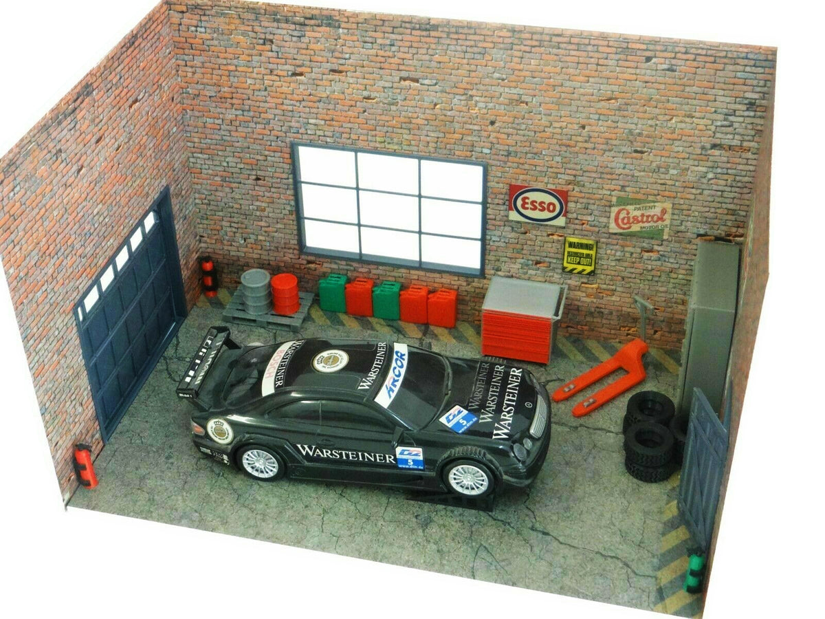 Scale 1:43 DIY Two-floor brick garage service Diorama model kit