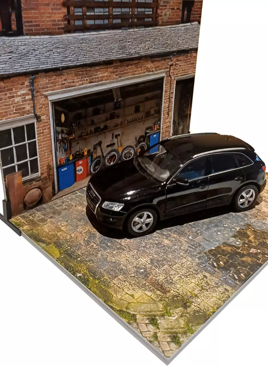 1:24 Scale Diorama Model Kit – Miniature Car Display 1/24 Auto Garage Scene