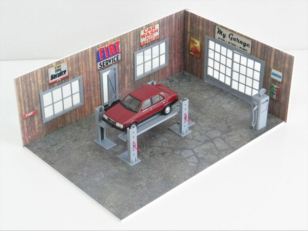 Scale 1:43 Diorama wooden service garage Model car display Diorama model kit