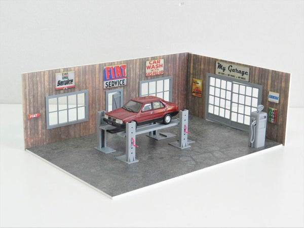Scale 1:43 Diorama wooden service garage Model car display Diorama model kit