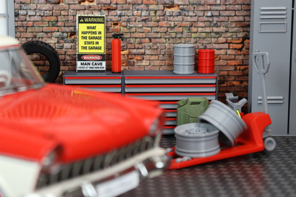Tool storage units for 1:18 scale model garage displays and diecast car collectors