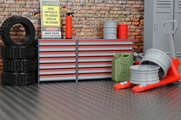 1:18 scale workshop diorama furniture – tool cabinets for collectors and hobbyists