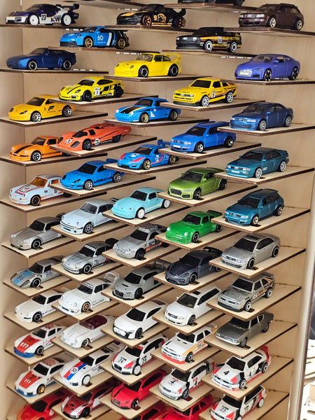 Wooden model car display case 1:64 Vitrine Die cast cars showcase Scale 1/60-64
