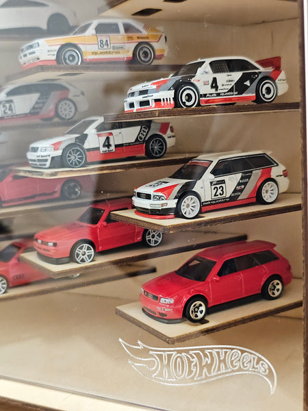 Wooden model car display case 1:64 Vitrine Die cast cars showcase Scale 1/60-64