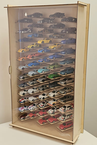 Wooden model car display case 1:64 Vitrine Die cast cars showcase Scale 1/60-64
