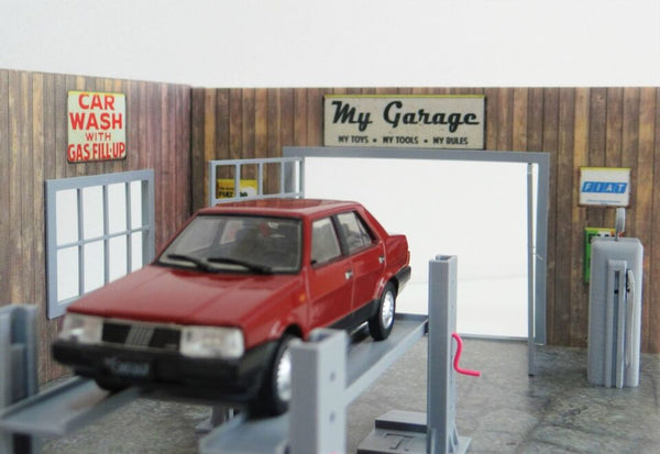 Scale 1:43 Diorama wooden service garage Model car display Diorama model kit