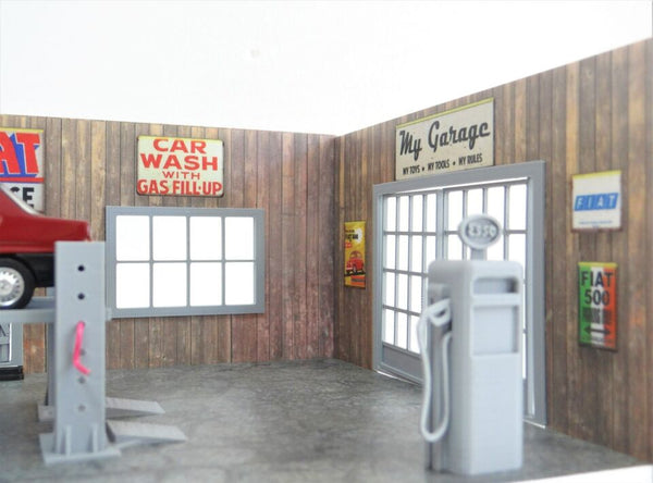 Scale 1:43 Diorama wooden service garage Model car display Diorama model kit