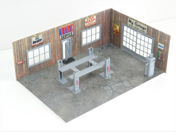 Scale 1:43 Diorama wooden service garage Model car display Diorama model kit