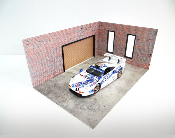 1:18 scale brick garage model display