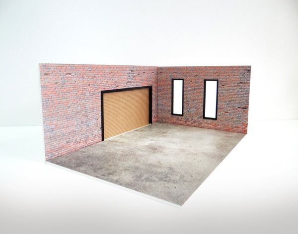 Brick service garage diorama 1:18 scale