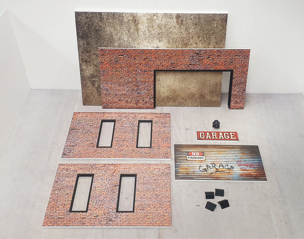 Brick service garage Diorama model kit Scale 1:18 Model cars display Size 1:18