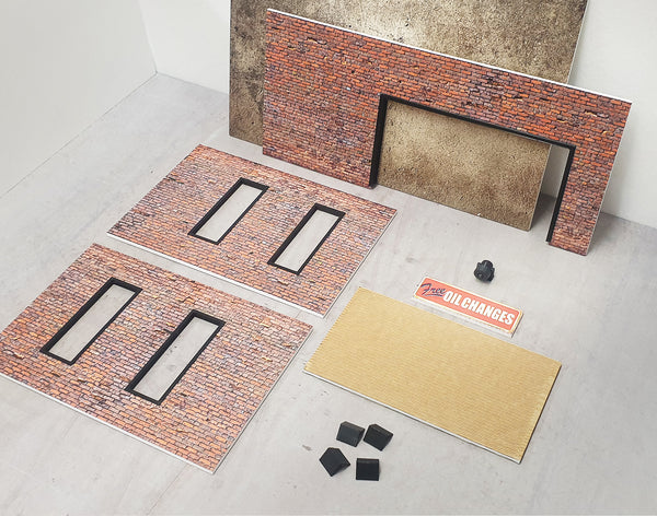 Brick service garage Diorama model kit Scale 1:18 Model cars display Size 1:18