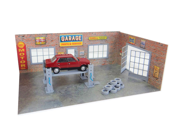 diorama die-cast car model garage scale 1:43