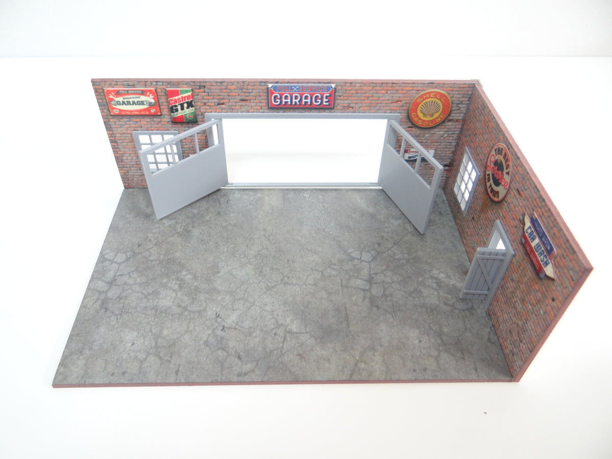 Scale 1:60 - 1:64 Brick garage Parts and service diorama kit