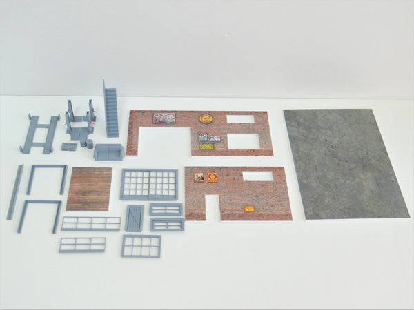 Scale 1:43 DIY Two-floor brick garage service Diorama model kit Car display