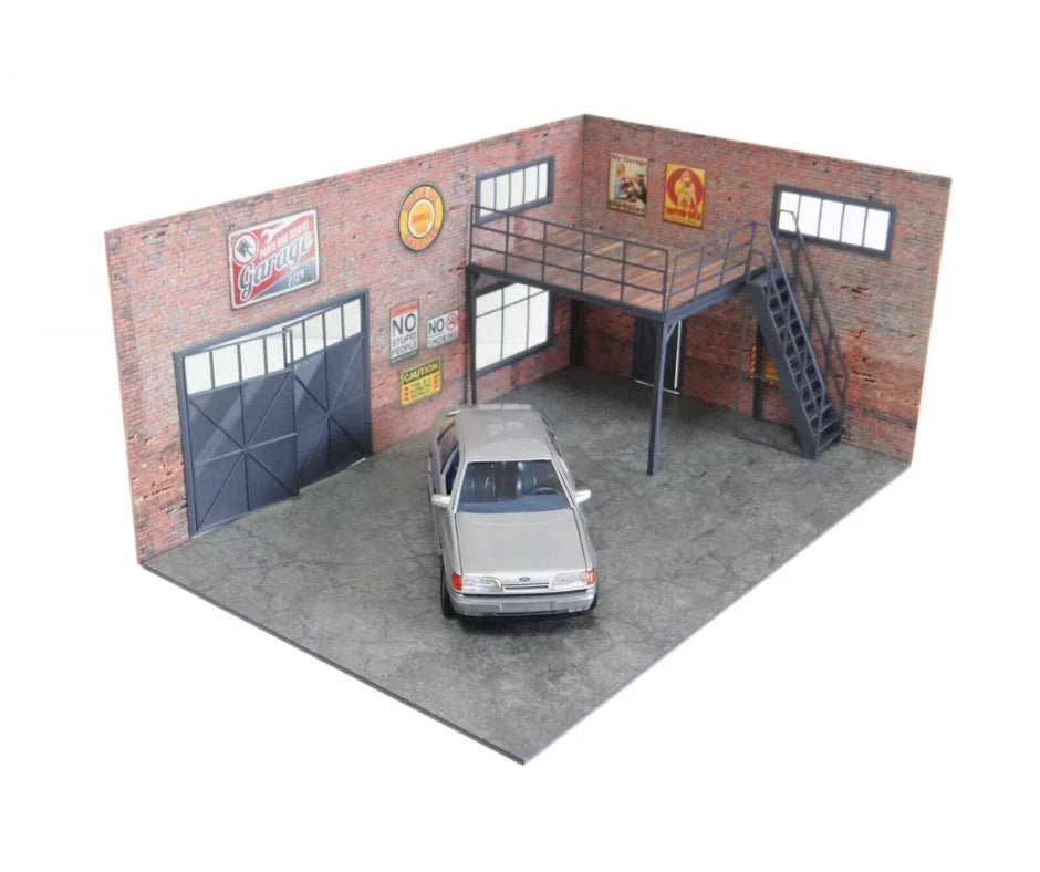 Scale 1:24 Diorama two-floor auto garage Model cars display
