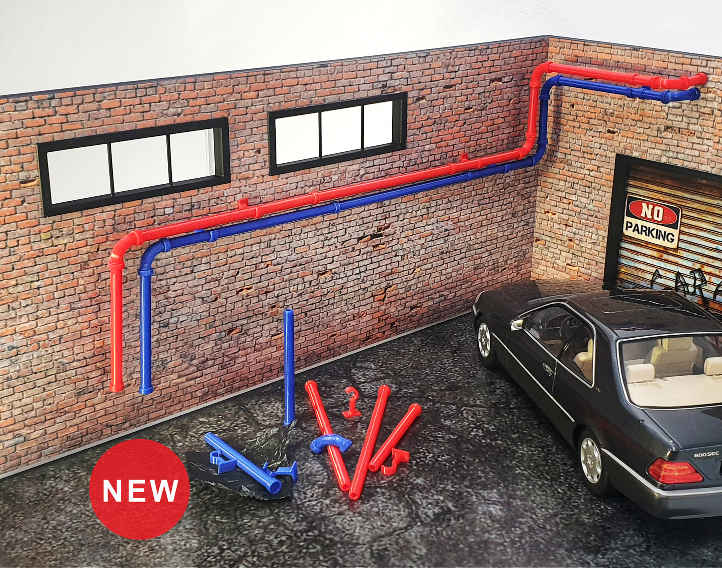 Service garage equipment with fire hose cabinet. Scale 1:18.