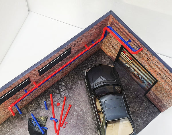Miniature pipes for garage diorama decoration