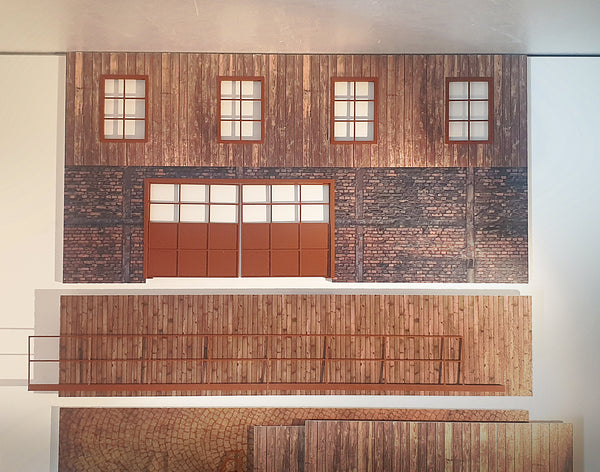 Two-Story Garage 1:18 Scale – Wood and Brick Diorama Kit for Car Display 1/18