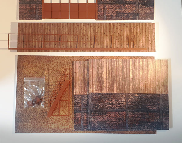 Two-Story Garage 1:18 Scale – Wood and Brick Diorama Kit for Car Display 1/18