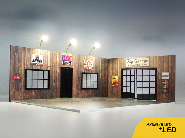 1:18 Scale Auto Service Garage Diorama Model Kit with LED Lights