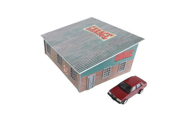 Brick Service Garage with Sheet Metal Roof 1/43 Diorama Model Kit Scale 1:43