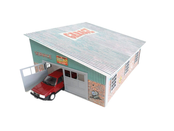 Brick Service Garage with Sheet Metal Roof 1/43 Diorama Model Kit Scale 1:43