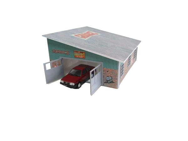 Brick Service Garage with Sheet Metal Roof 1/43 Diorama Model Kit Scale 1:43