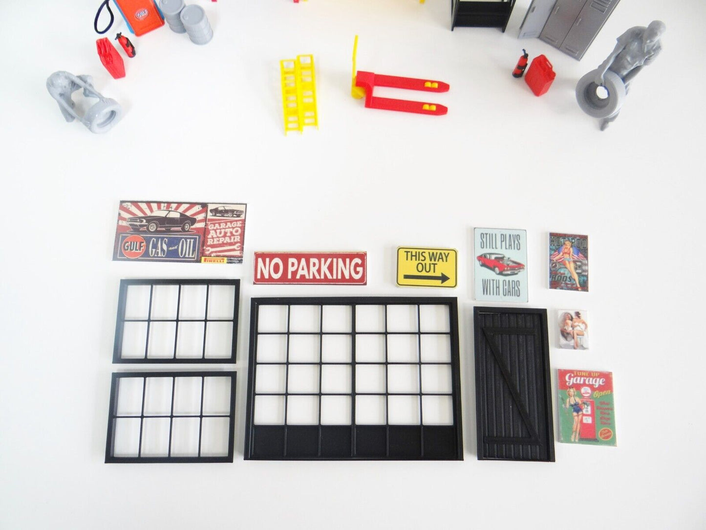 Scale 1:18 Auto service equipment LED lamps Diorama parts Car garage tools