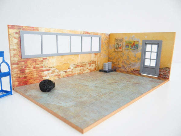diorama "old" garage brick scale 1/43