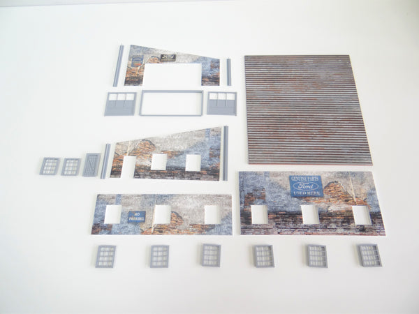 Old Auto Garage Diorama Model Kit – Mini Car Display Decoration 1:43 Scale