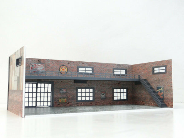 Scale 1:60 - 1:64 Diorama two-floor brick garage Car display Diorama model kit