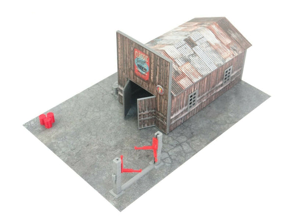 DIY auto garage diorama kit in 1:64 scale with removable parts
