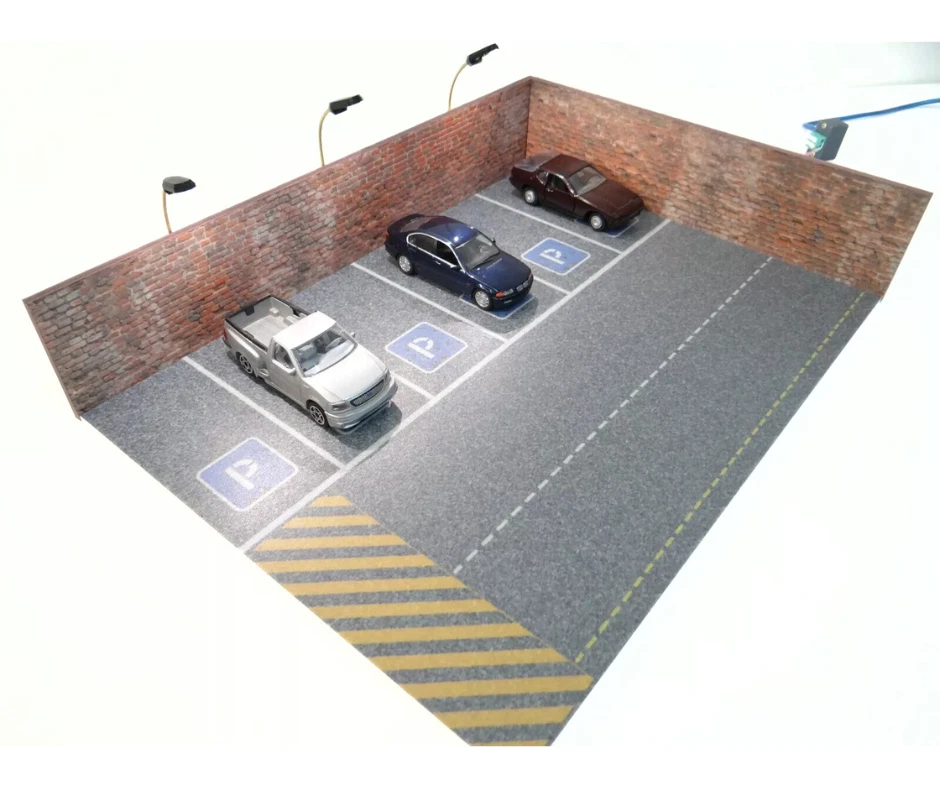 Big parking lot with LED lights /1:43/