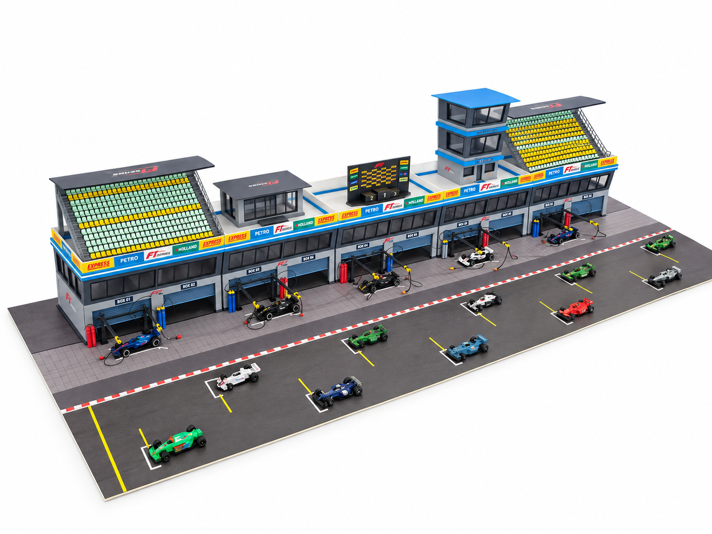 1:64 Scale Diorama City Pit Stop Garage Building Set – Model Car Racing Display