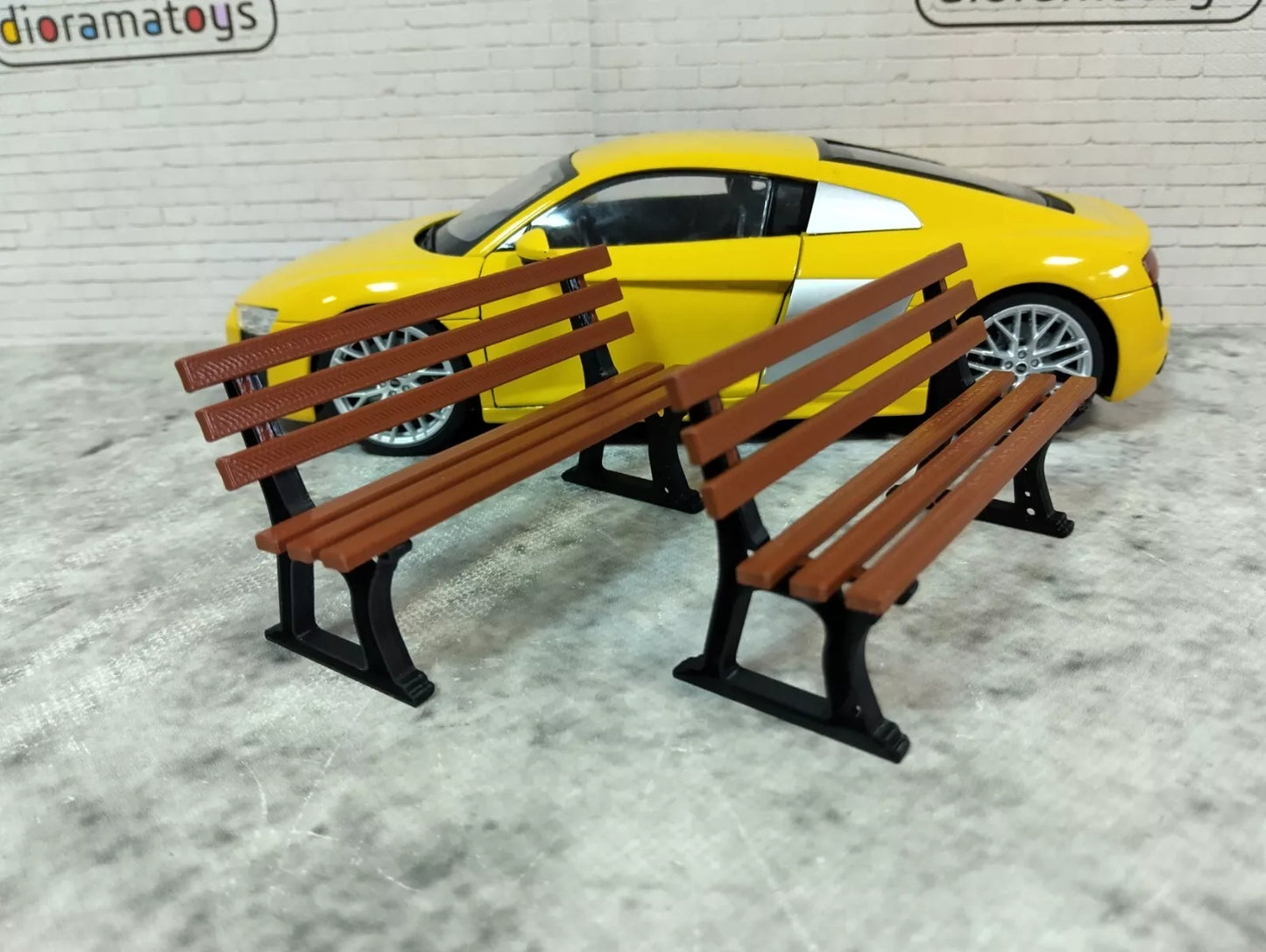Street Benches 1:18 Scale – Diorama Park and Garden Scene Decoration Parts 1/18