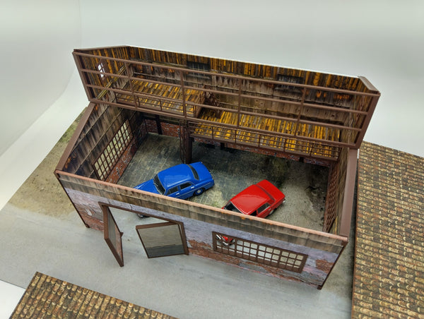 Industrial garage building LED Lights model cars display - diorama Scale 1:43