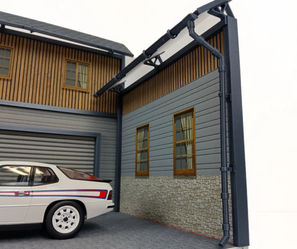 Realistic Model Car Auto Garage 1:18 Scale House Front Diorama Kit Display Scene