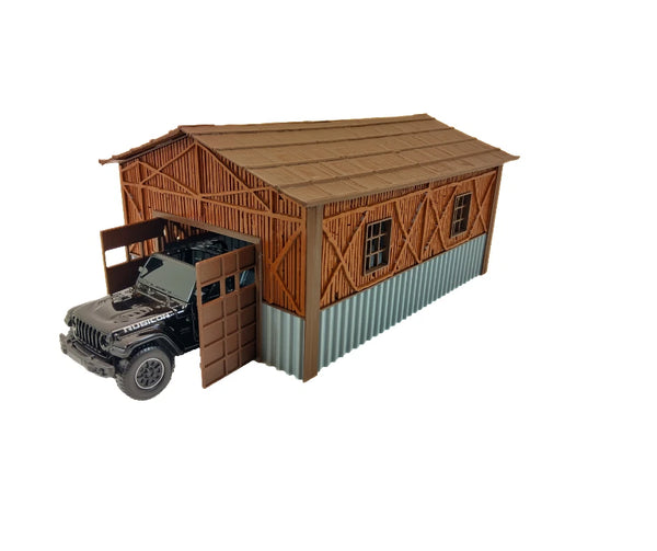Country Barn Scale 1:43 Diorama Building Model - Miniature Car Display Decor