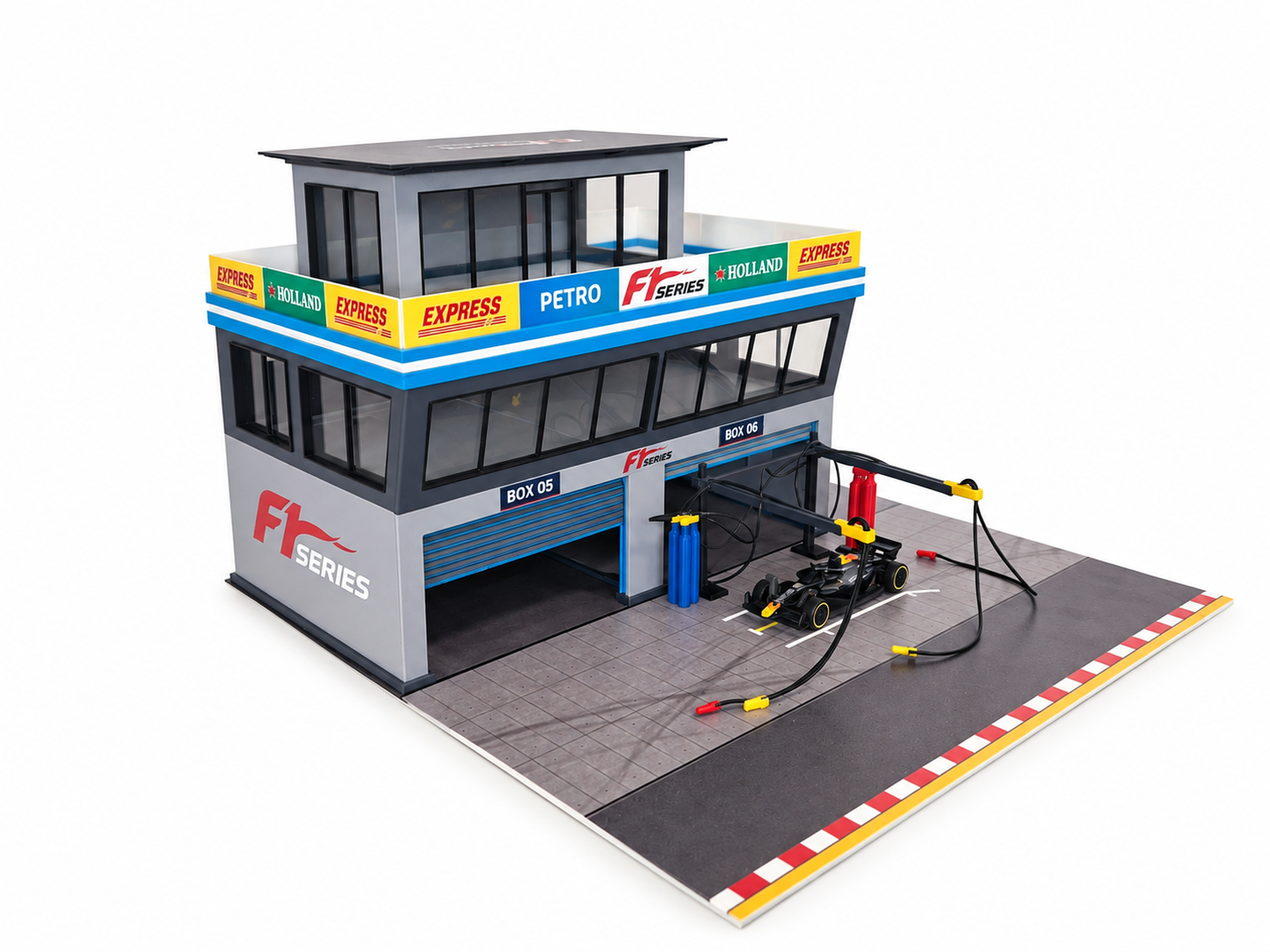 1:64 Scale Diorama City Pit Stop Garage Building Set – Model Car Racing Display