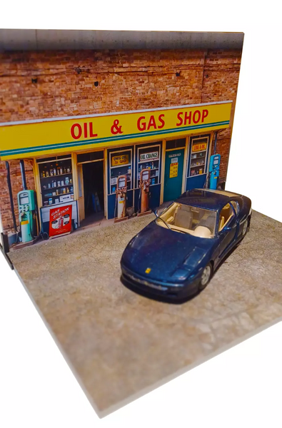 Gas & Oil Shop Die-cast cars display Scale 1:24 Diorama model kit Size 1/24