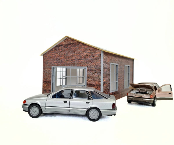 Brick Garage Diorama Kit – 1:24 Scale Diecast Model Car Display Building 1/24