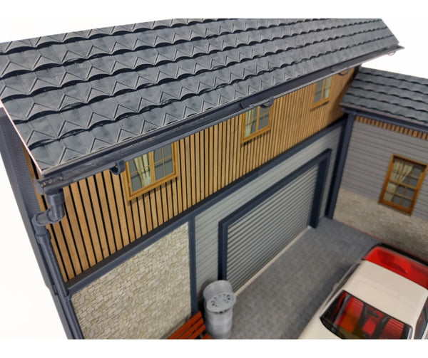 Realistic Model Car Auto Garage 1:18 Scale House Front Diorama Kit Display Scene
