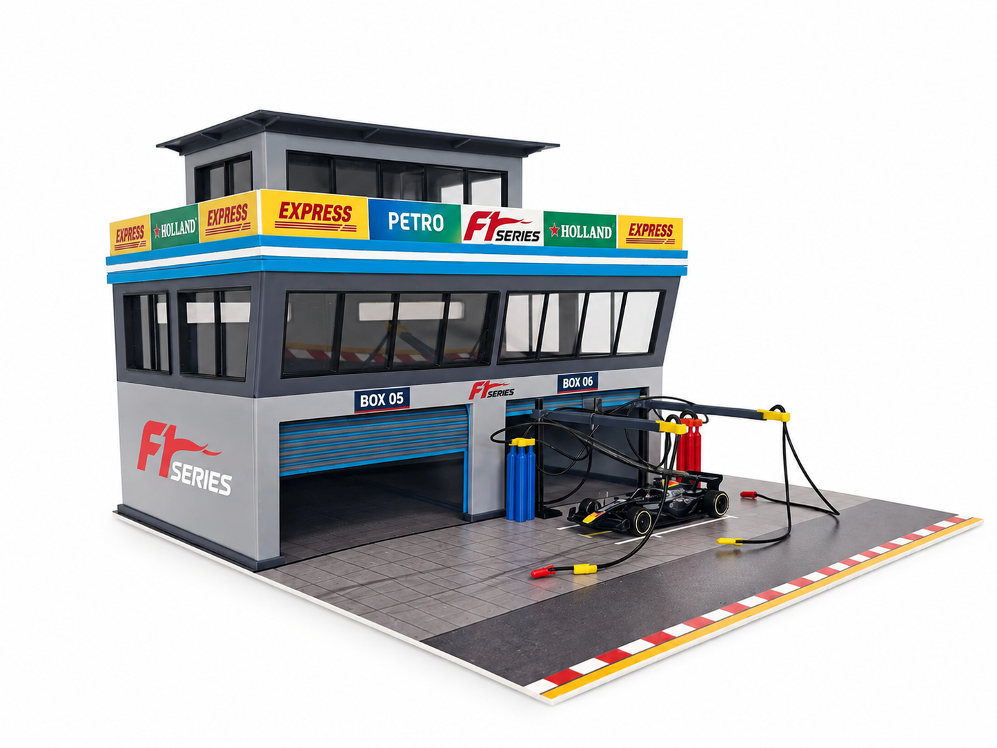 1:64 Scale Diorama City Pit Stop Garage Building Set – Model Car Racing Display