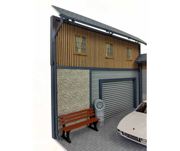 Realistic Model Car Auto Garage 1:18 Scale House Front Diorama Kit Display Scene