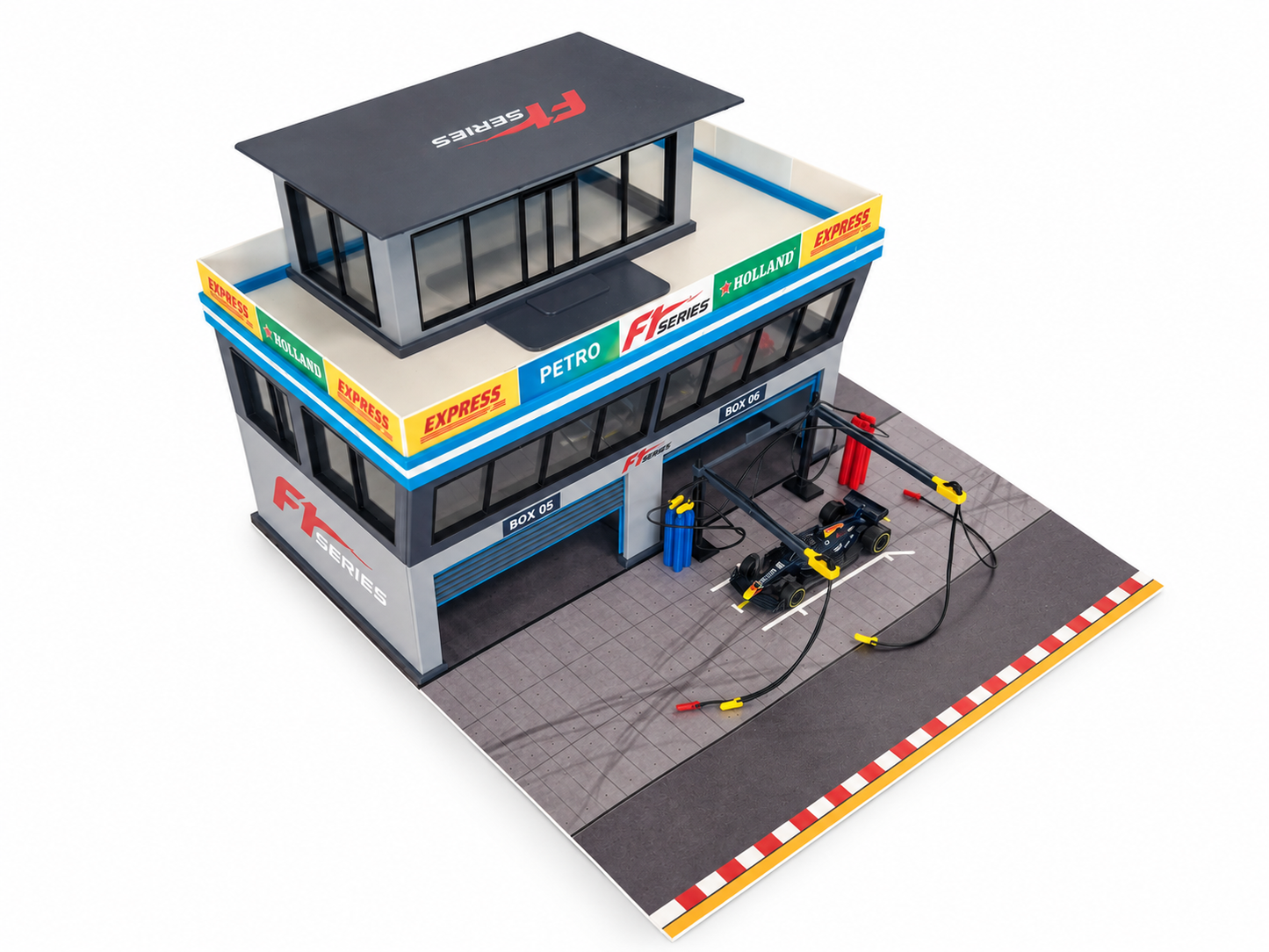 1:64 Scale Diorama City Pit Stop Garage Building Set – Model Car Racing Display