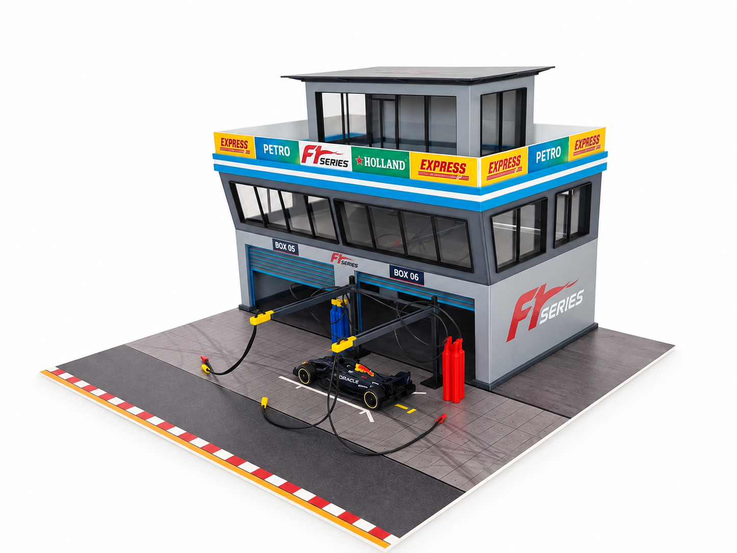1:64 Scale Diorama City Pit Stop Garage Building Set – Model Car Racing Display