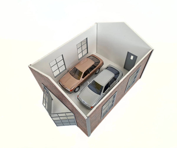 Brick Garage Diorama Kit – 1:24 Scale Diecast Model Car Display Building 1/24