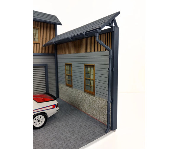 Realistic Model Car Auto Garage 1:18 Scale House Front Diorama Kit Display Scene