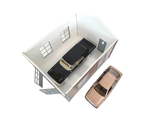 Brick Garage Diorama Kit – 1:24 Scale Diecast Model Car Display Building 1/24